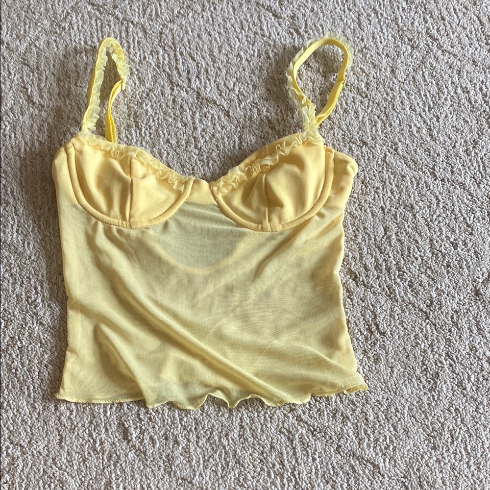 Yellow Mesh Crop Top